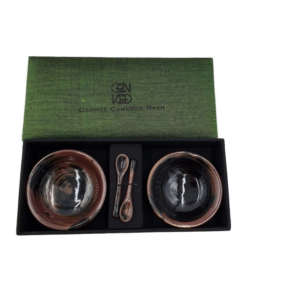 George Cameron Nash Pottery 2 Mini Bowls & Spoons